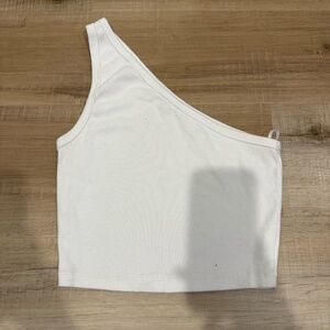 Z Supply Women's Toni One Shoulder Rib Tank In White Size Medium